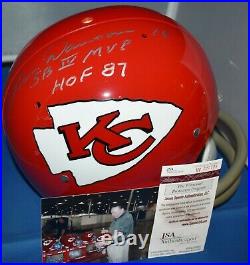 Len Dawson Signed Full Size Tk Helmet Kansas City Chiefs Hof 87 Sb IV Mvp Jsa