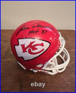 Len Dawson signed Kansas City Chiefs mini Football helmet HOF Inscription