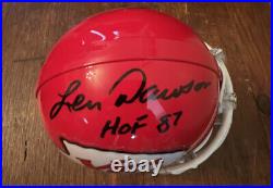 Len Dawson signed Kansas City Chiefs mini Football helmet HOF Inscription