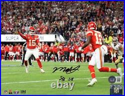 MECOLE HARDMAN SIGNED KANSAS CITY CHIEFS SUPER BOWL LVIII 8x10 PHOTO With SB GW TD