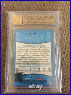 MIKE MICHAEL MOUSTAKAS 2008 Bowman Chrome Blue Refractor Auto BGS 9.5/10 /150