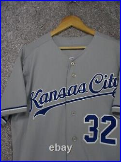Majestic Kansas City Royals Jersey Mens 44 Pecota 32 Gray Signed Retro