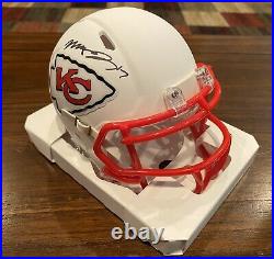 Mecole Hardman Autographed Kansas City Chiefs Flat White Mini Helmet Beckett #1
