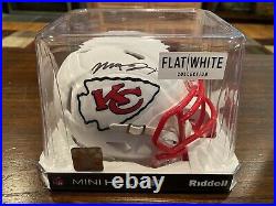 Mecole Hardman Autographed Kansas City Chiefs Flat White Mini Helmet Beckett #1