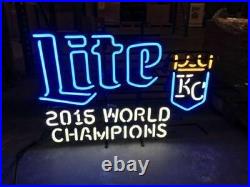 Miller Lite Kansas City Royals 2015 World Champions 24x20 Neon Light Sign Lamp