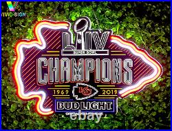 New Kansas City Chiefs Champions LED Neon Sign Light Lamp Vivid Printing 24