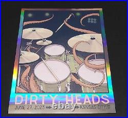 Official Dirty Heads Signed Kansas City MO 2023 Rainbow Foil Poster 18x24