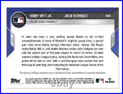 On-Card Auto # to 199 Bobby Witt Jr. /Julio Rodriguez 2022 MLB Topps Now 833A