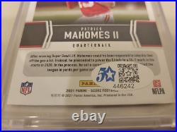 PATRICK MAHOMES 2021 Panini Score #NL2 HARD-SIGNED AUTO WithCOA Five Star Grading