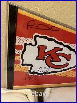 Patrick Mahomes Andy Reid Signed Kansas City Chiefs Pennant With COA