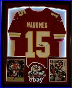 Patrick Mahomes Autographed Signed Framed LED Kansas City Chiefs Jersey FANATICS