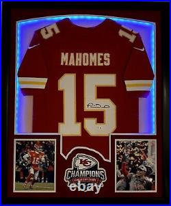 Patrick Mahomes Autographed Signed Framed LED Kansas City Chiefs Jersey FANATICS