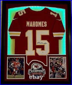 Patrick Mahomes Autographed Signed Framed LED Kansas City Chiefs Jersey FANATICS