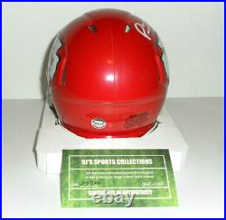Patrick Mahomes Autographed, Signed Kansas City Chiefs Speed Mini Helmet. Coa