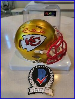 Patrick Mahomes Autographed/Signed Mini Helmet Beckett Kansas City Chiefs Flash