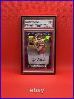 Patrick Mahomes II Rc 2017 Panini Prizm Purple Crystals #/75 Rookie Auto Psa 9