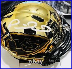 Patrick Mahomes Kansas City Chiefs Signed Gold Chrome Mini Helmet BAS COA
