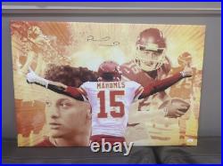 Patrick Mahomes Signed Kansas City Chiefs 20x30 Canvas. Jsa