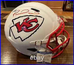 Patrick Mahomes Signed Kansas City Chiefs Flat White Full Size Helmet Beckett 1