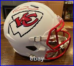 Patrick Mahomes Signed Kansas City Chiefs Flat White Full Size Helmet Beckett 1