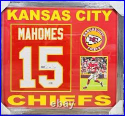 Patrick Mahomes Signed RED KANSAS CITY CHIEFS JERSEY NFL Framed