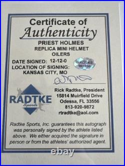 Priest Holmes Autographed SIGNED KANSAS CITY CHIEFS NFL Mini Helmet COA