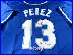 Salvador Perez / Autographed Kansas City Royals Custom Baseball Jersey / Jsa