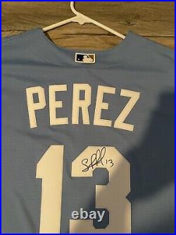 Salvador Perez Signed Autographed Kansas City Royal Baby Blue Jersey PSA/DNA