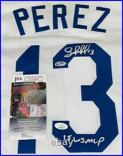 Salvador Perez Signed Kansas City Royals 2015 WS MVP White Jersey JSA COA