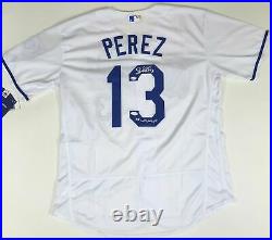 Salvador Perez Signed Kansas City Royals 2015 WS MVP White Jersey JSA COA