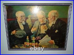 Scarce 1930s Vtg Muehlebach Pilsener Beer Sign Kansas City Mo 3 Old Men Bottles