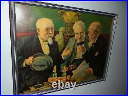 Scarce 1930s Vtg Muehlebach Pilsener Beer Sign Kansas City Mo 3 Old Men Bottles