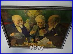 Scarce 1930s Vtg Muehlebach Pilsener Beer Sign Kansas City Mo 3 Old Men Bottles