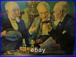 Scarce 1930s Vtg Muehlebach Pilsener Beer Sign Kansas City Mo 3 Old Men Bottles