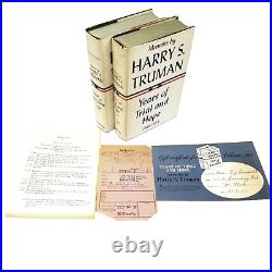 Signed Memoirs by Harry S. Truman Kansas City Edition One & Two with ephemera