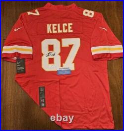 TRAVIS KELCE KANSAS CITY CHIEFS SIGNED AUTOGRAPHED RED NIKE XL JERSEY withCOA