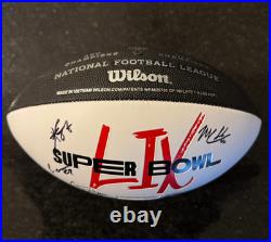 TRAVIS KELCE Kansas City Chiefs MULTI Signed Super Bowl 59 Ball + Carson Wentz