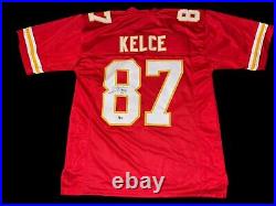 TRAVIS KELCE Signed KANSAS CITY CHIEFS CUSTOM JERSEY TIGHT END SUPER BOWL BAS