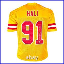 Tamba Hali Signed Kansas City Yellow Football Jersey (Beckett)