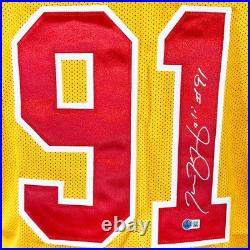 Tamba Hali Signed Kansas City Yellow Football Jersey (Beckett)