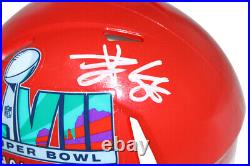 Tavis Kelce Autographed Kansas City Chiefs SB 57 Champs Mini BAS 40367