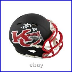 Travis Kelce Autographed Kansas City Chiefs AMP Mini Football Helmet BAS COA