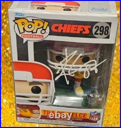 Travis Kelce Autographed Kansas City Chiefs Autographed Signed Funko Pop 298 COA
