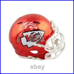 Travis Kelce Autographed Kansas City Chiefs Chrome Mini Football Helmet BAS COA
