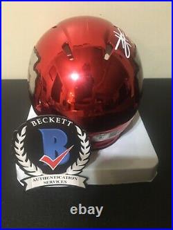 Travis Kelce Autographed Kansas City Chiefs Custom Chrome Mini Helmet Beckett