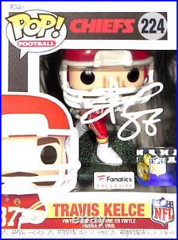 Travis Kelce Autographed Kansas City Chiefs Funko Pop! #224 BAS 42725