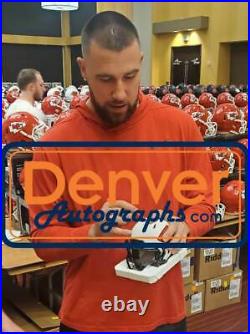 Travis Kelce Autographed Kansas City Chiefs Lunar Mini Helmet BAS 31525