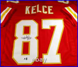 Travis Kelce / Autographed Kansas City Chiefs Red Custom Football Jersey / COA