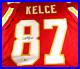 Travis Kelce / Autographed Kansas City Chiefs Red Custom Football Jersey / COA