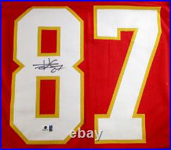 Travis Kelce / Autographed Kansas City Chiefs Red Custom Football Jersey / COA